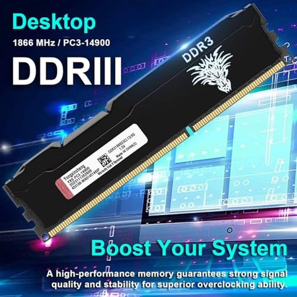 Yongxinsheng DDR3: 32GB Kit 8GBx4 Desktop RAM 1866MHz – Close-up Detail