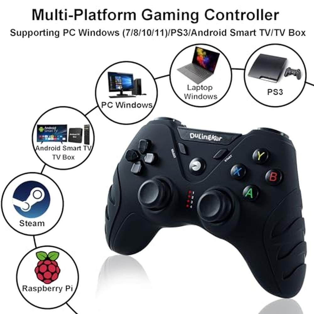 PS3 Controller: DuLingKer Wireless PC Gamepad with Hall – Side View