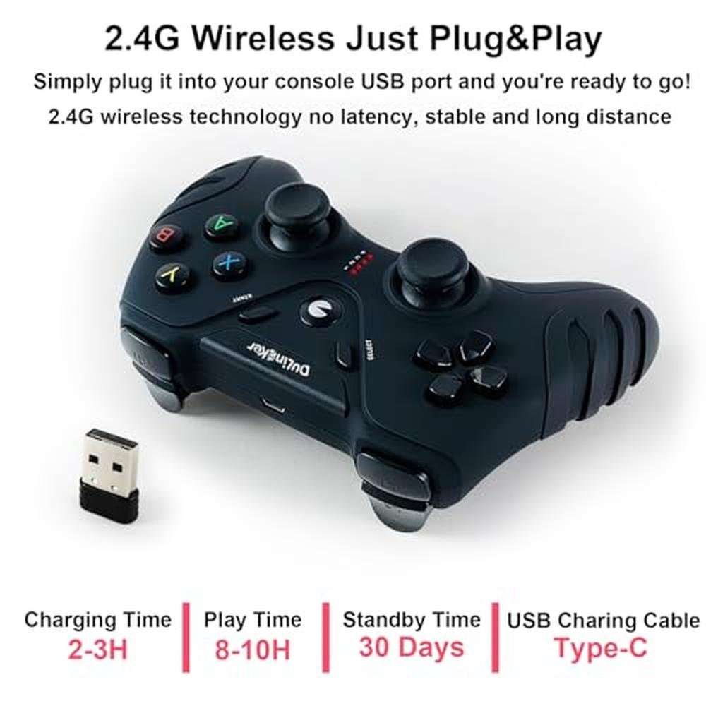 PS3 Controller: DuLingKer Wireless PC Gamepad with Hall – Close-up Detail