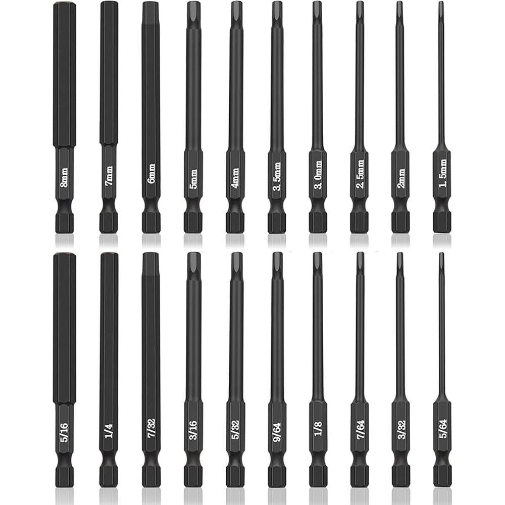 Hex Bit Set: NAUIX 20-Piece S2 Steel Hex Bit Socket Set – Front View