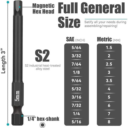 Hex Bit Set: NAUIX 20-Piece S2 Steel Hex Bit Socket Set – Side View