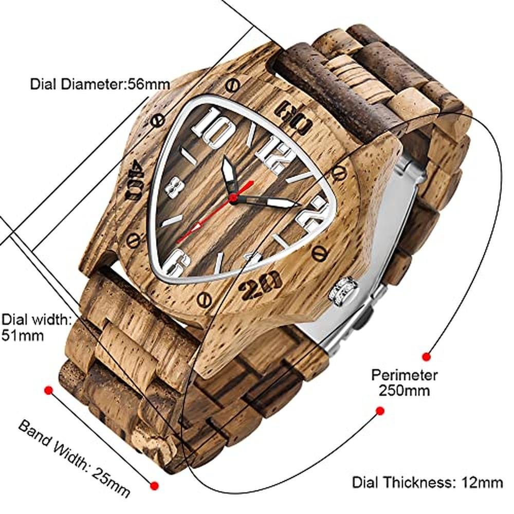Watches Men: Dentily Men's Wooden Watch Triangle Quartz – In Use
