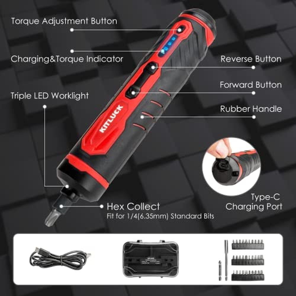 Electric Screwdriver: KITLUCK 4V Power Cordless – Close-up Detail