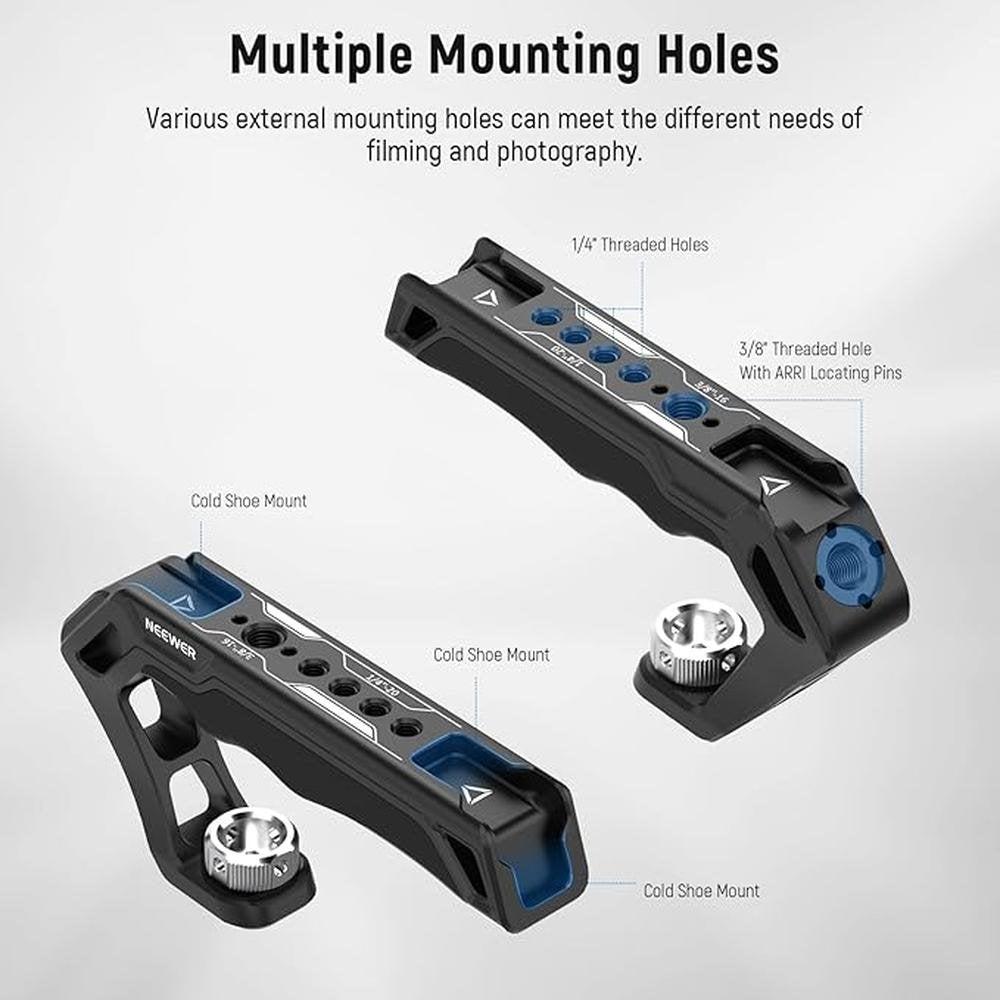 Camera Neewer: Neewer Top Handle with 3/8 Arri Locating Pins – Close-up Detail