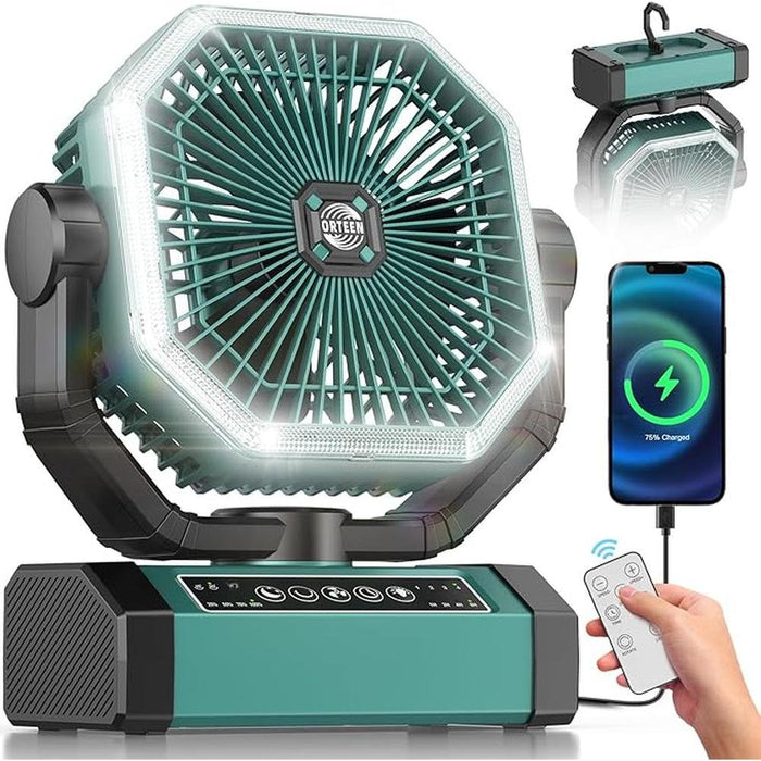 Fan Camping: Portable Rechargeable Fan 9 Inch Camping Fan – Front View