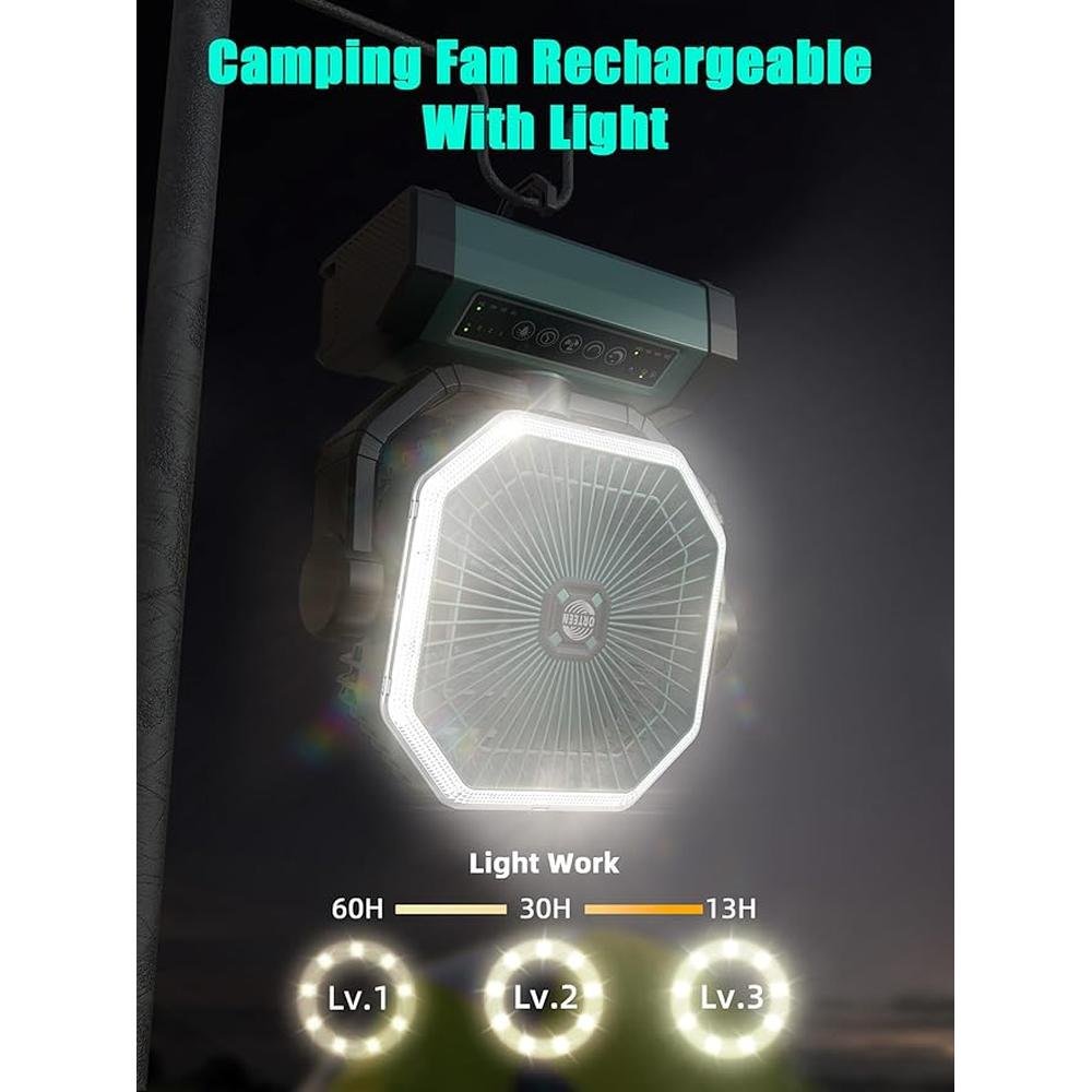 Fan Camping: Portable Rechargeable Fan 9 Inch Camping Fan – In Use