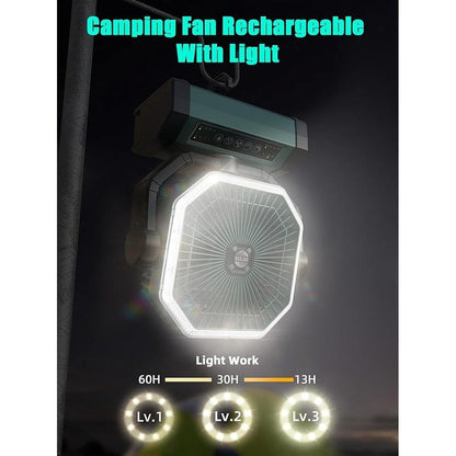 Fan Camping: Portable Rechargeable Fan 9 Inch Camping Fan – In Use
