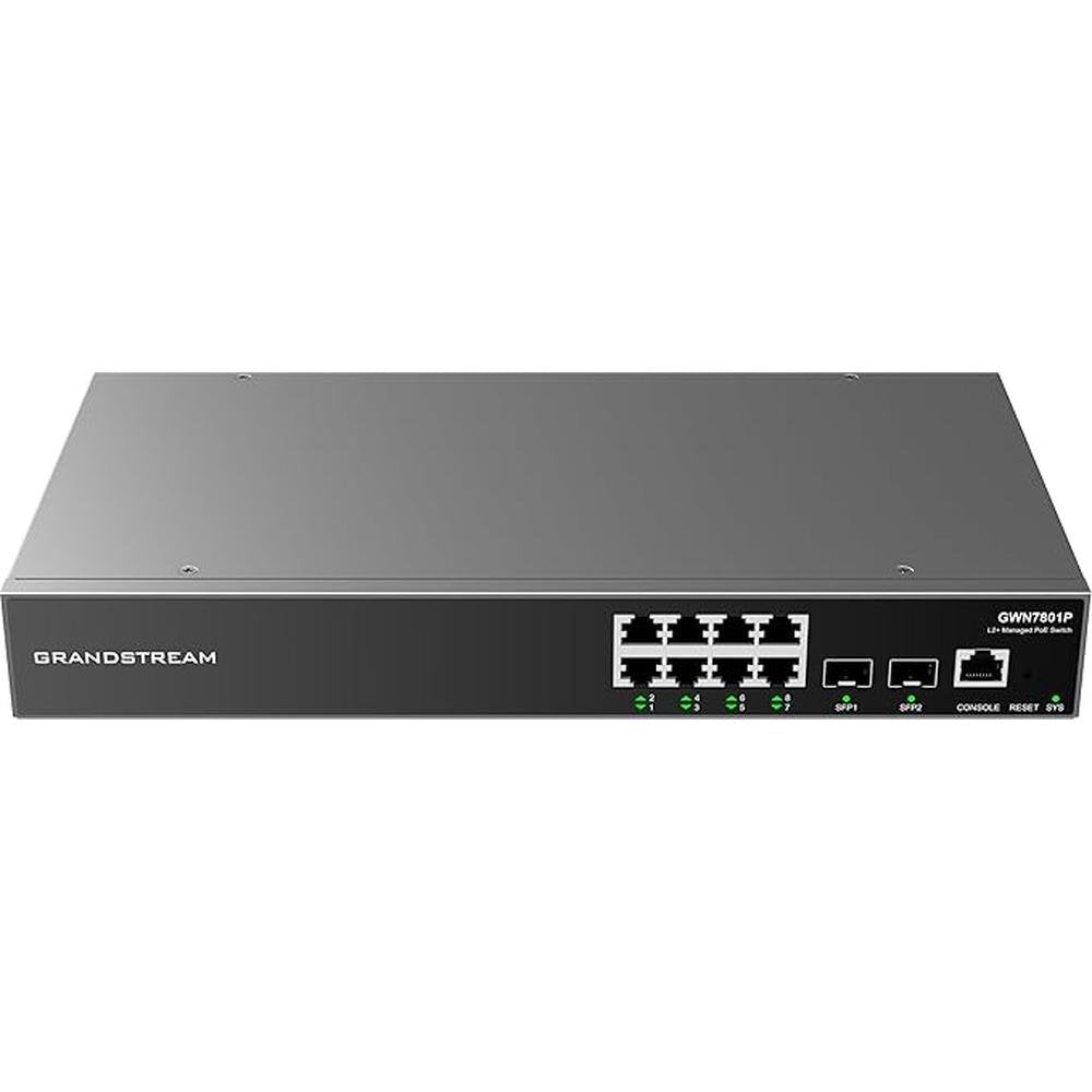 Grandstream GWN7801P: 8-Port Gigabit Ethernet Layer 2+ – Front View