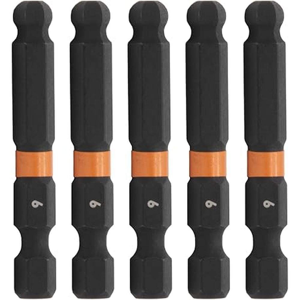Hex Ball: Railer 6mm Ball-End Hex Impact Driver Bits – Front View