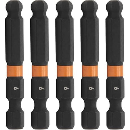 Hex Ball: Railer 6mm Ball-End Hex Impact Driver Bits – Front View
