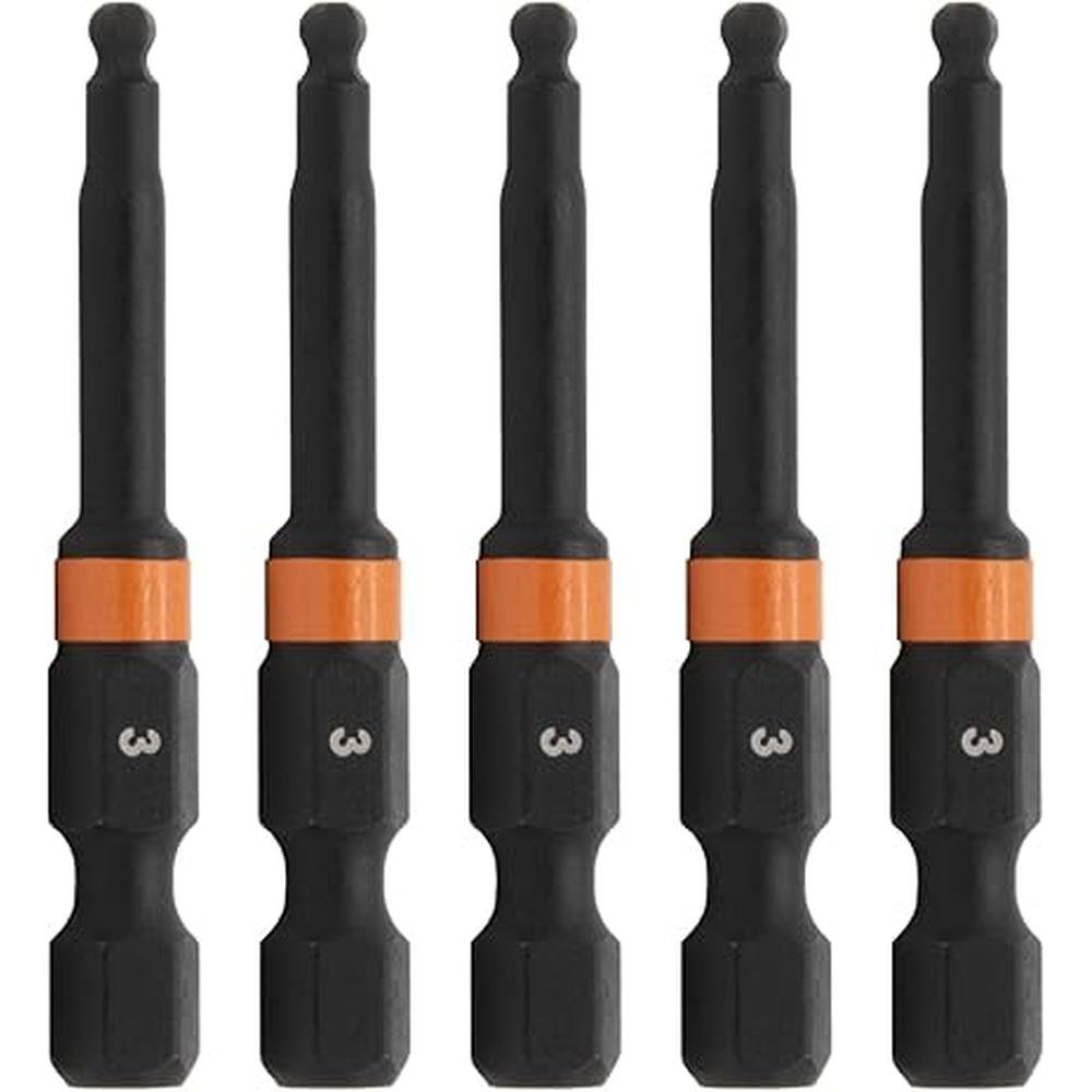 Hex Ball: Railer 3mm Ball-End Hex Impact Driver Bits – Front View