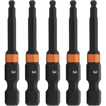 Hex Ball: Railer 3mm Ball-End Hex Impact Driver Bits – Front View