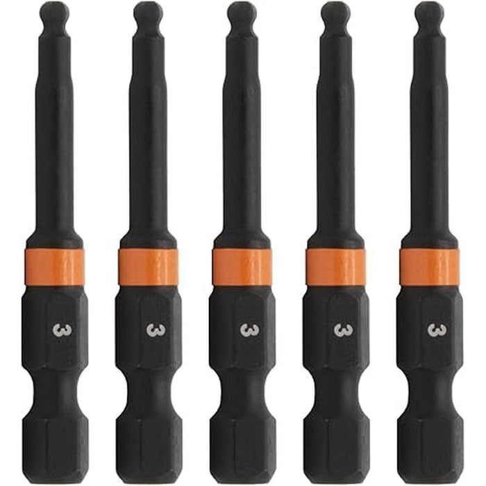 Hex Ball: Railer 3mm Ball-End Hex Impact Driver Bits – Front View