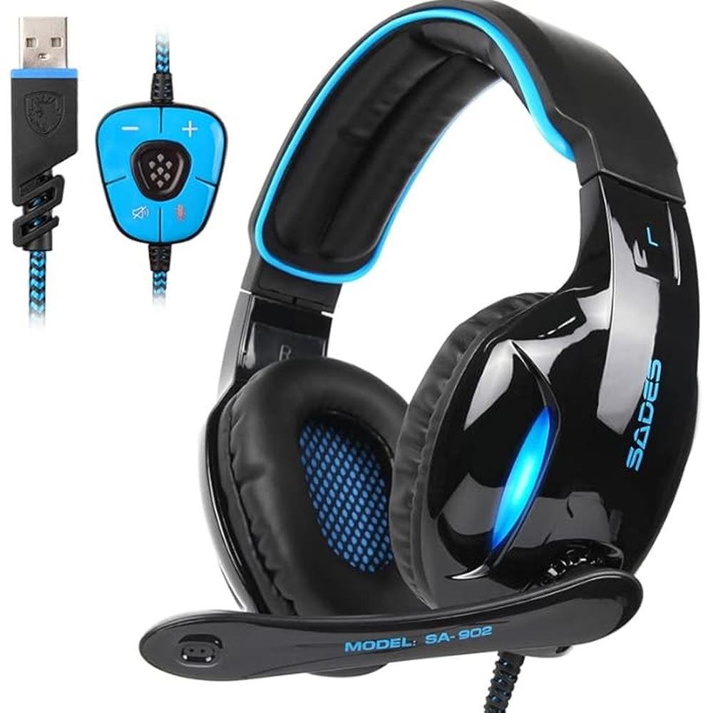 SADES SA902 Stereo Gaming Headset 7.1 USB Surround Sound PC – Front View