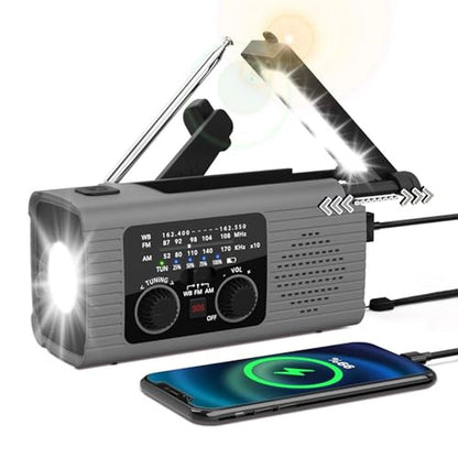 Emergency Radio: NITIGO 4000mAh Solar Hand Crank AM/FM/NOAA – Front View