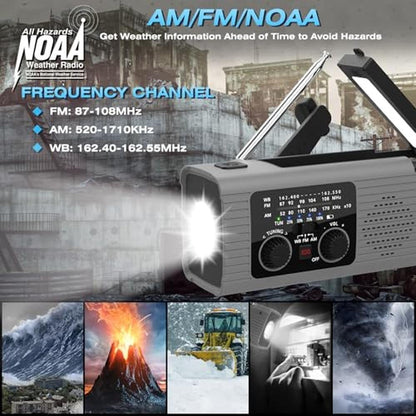 Emergency Radio: NITIGO 4000mAh Solar Hand Crank AM/FM/NOAA – Close-up Detail