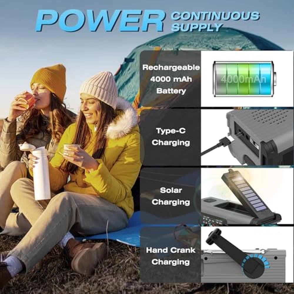 Emergency Radio: NITIGO 4000mAh Solar Hand Crank AM/FM/NOAA – In Use
