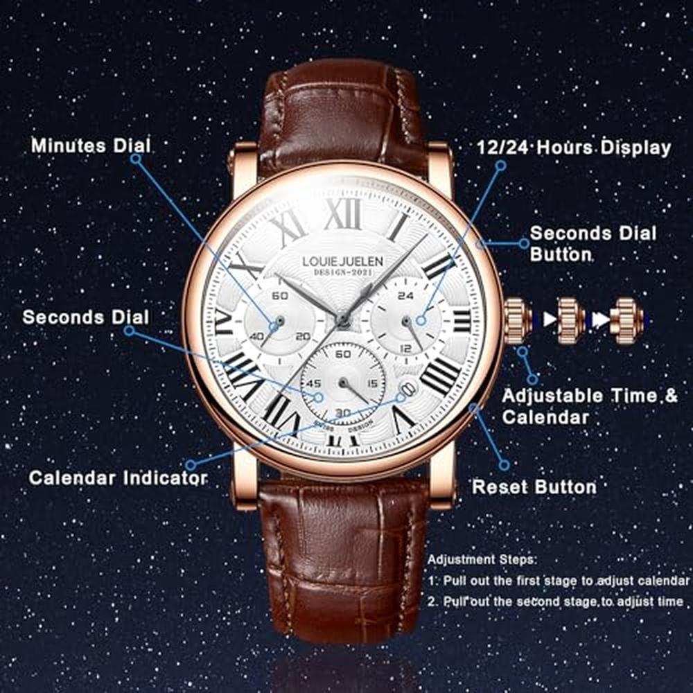 Men Watch: eYotto Stainless Steel Business Watch – Side View