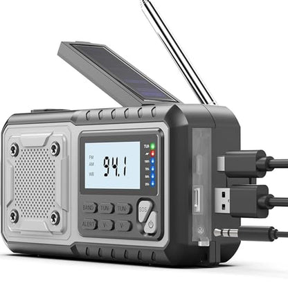 Weather Radio: SIYEGK Emergency 5000mAh Solar Hand Crank – Front View