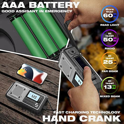 Weather Radio: SIYEGK Emergency 5000mAh Solar Hand Crank – Side View