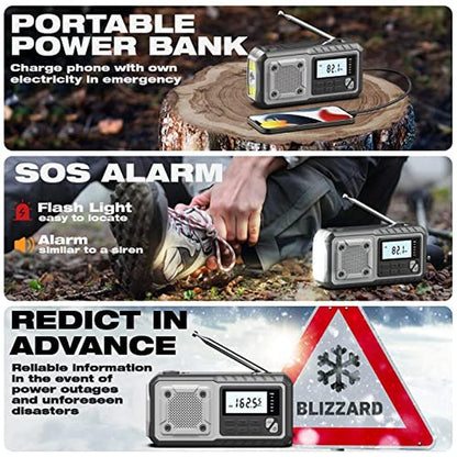 Weather Radio: SIYEGK Emergency 5000mAh Solar Hand Crank – In Use