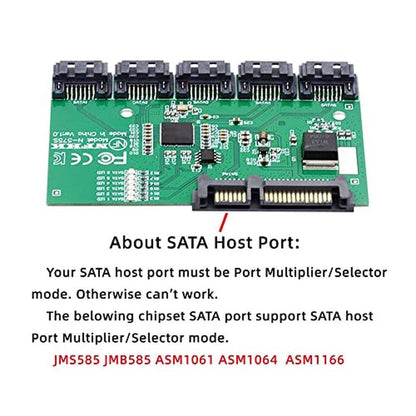 xiwai SATA HUB Ports 3.0 6Gbps 1 to 5 Splitter Adapter – Close-up Detail