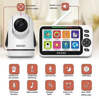 Baby Monitor: OKAIDI Video Baby Monitor with Camera and – Side View