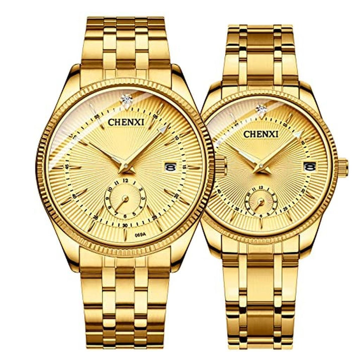 Men Women Couple Watches: Luxury His and Her Stainless – Front View