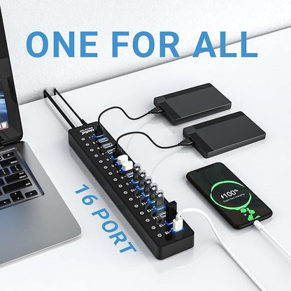 Power USB Hub 3.0: atolla 16 Port USB Splitter with 12V/6A – Close-up Detail