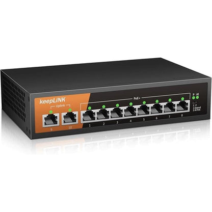 8 Port Gigabit PoE Switch with 2 Gigabit Uplink – Front View