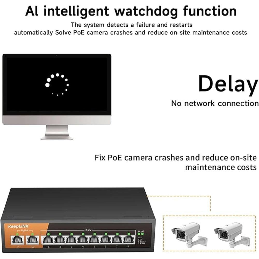 8 Port Gigabit PoE Switch with 2 Gigabit Uplink – In Use