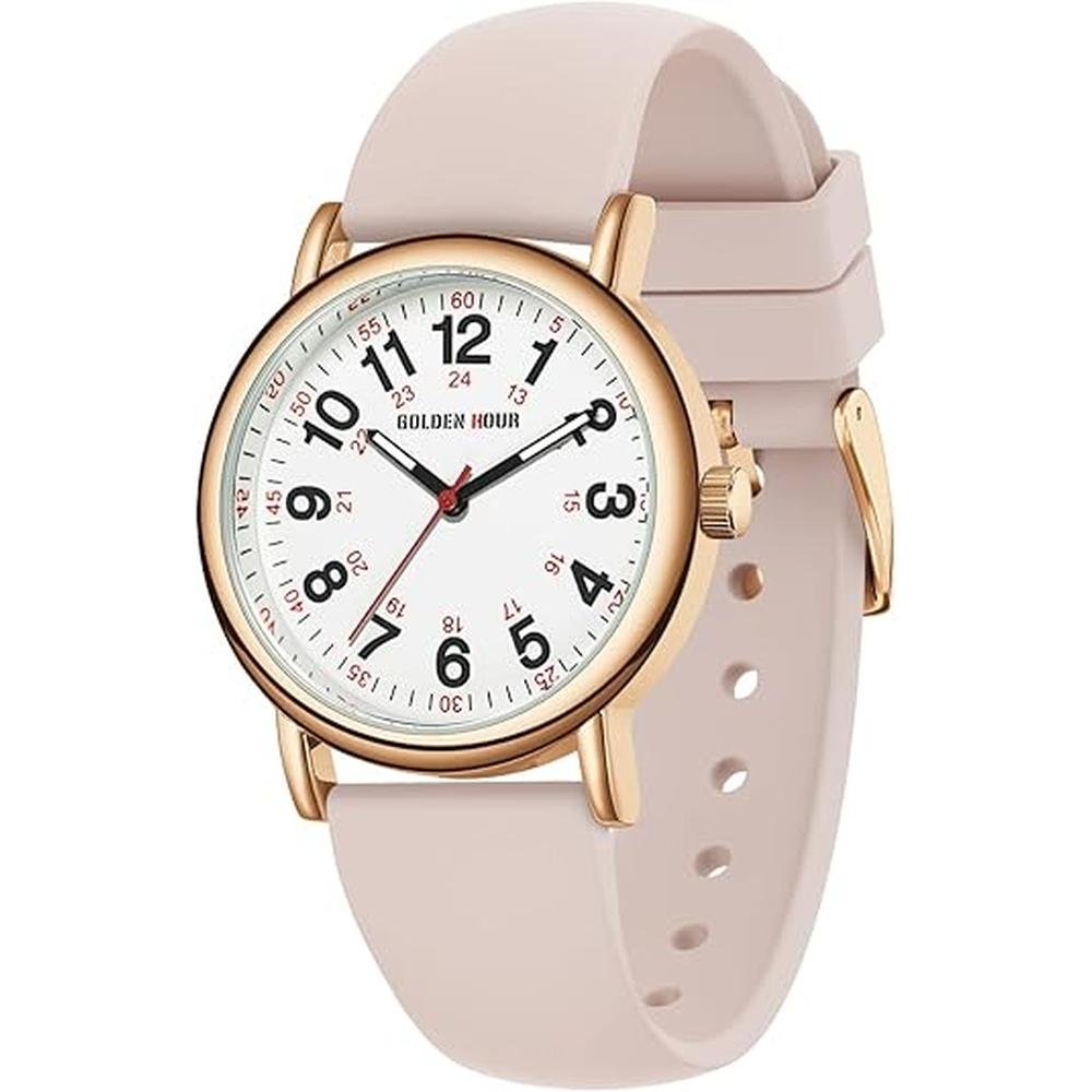 Golden Hour: Luxury Nurse Watch 24-Hour Waterproof – Front View