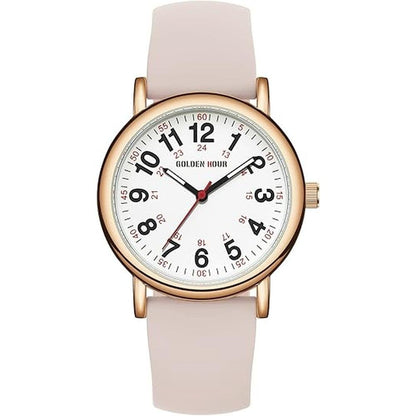 Golden Hour: Luxury Nurse Watch 24-Hour Waterproof – Side View