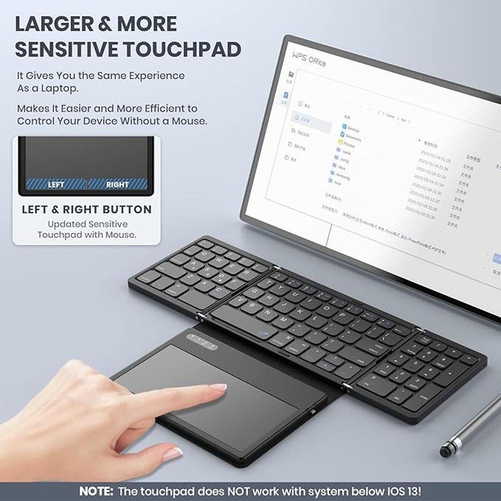 Keyboard Foldable: Premium Foldable Bluetooth Keyboard with – Side View