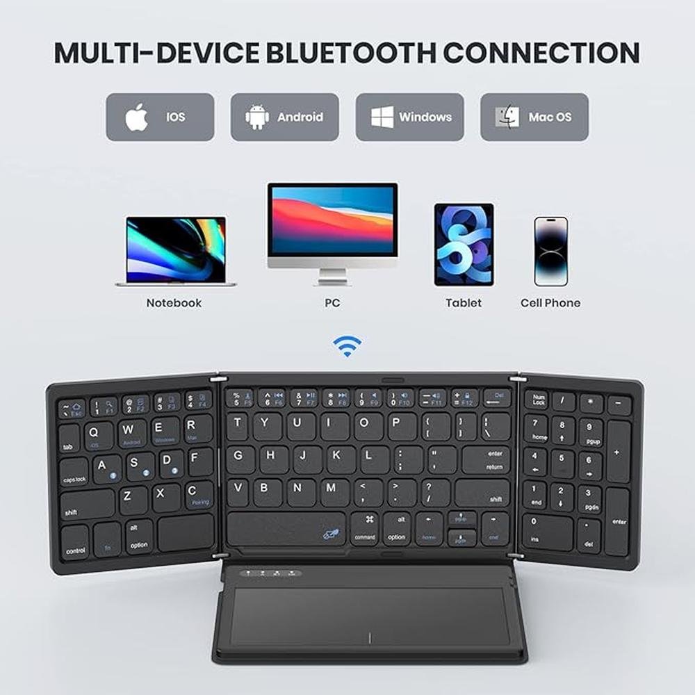 Keyboard Foldable: Premium Foldable Bluetooth Keyboard with – In Use