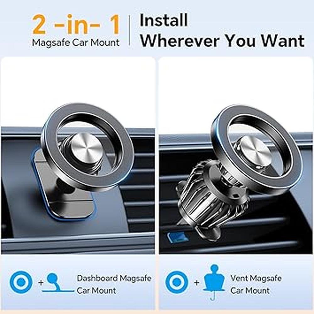 Car Phone Mount: Magsafe Car Mount 20 Strong Magnets – Side View