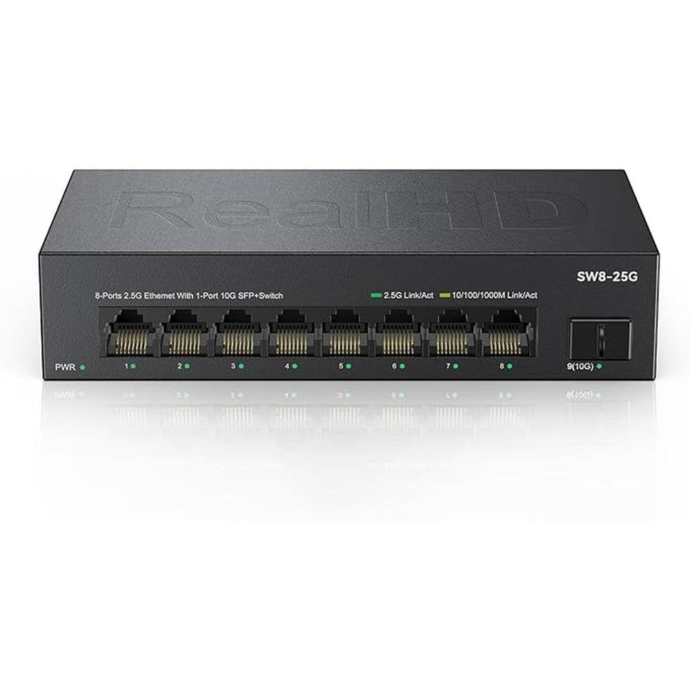 Real HD 8 Port 2.5G Ethernet Switch Unmanaged Network – Front View