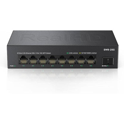 Real HD 8 Port 2.5G Ethernet Switch Unmanaged Network – Front View