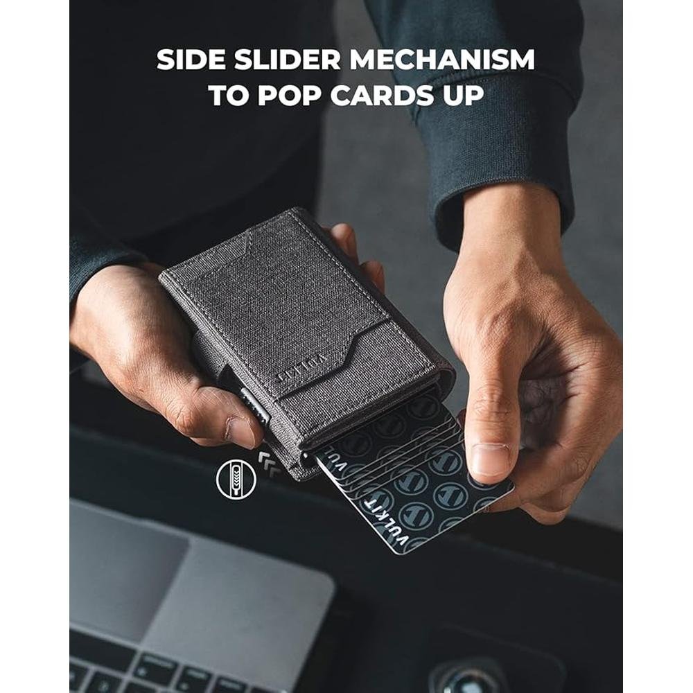 Vulkit Airtag Wallet: Mens Pop-up Credit Card Wallet with – Side View