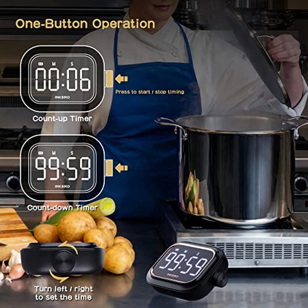 Digital Timer for Cooking: Inkbird Rechargeable 4-Levels – Side View