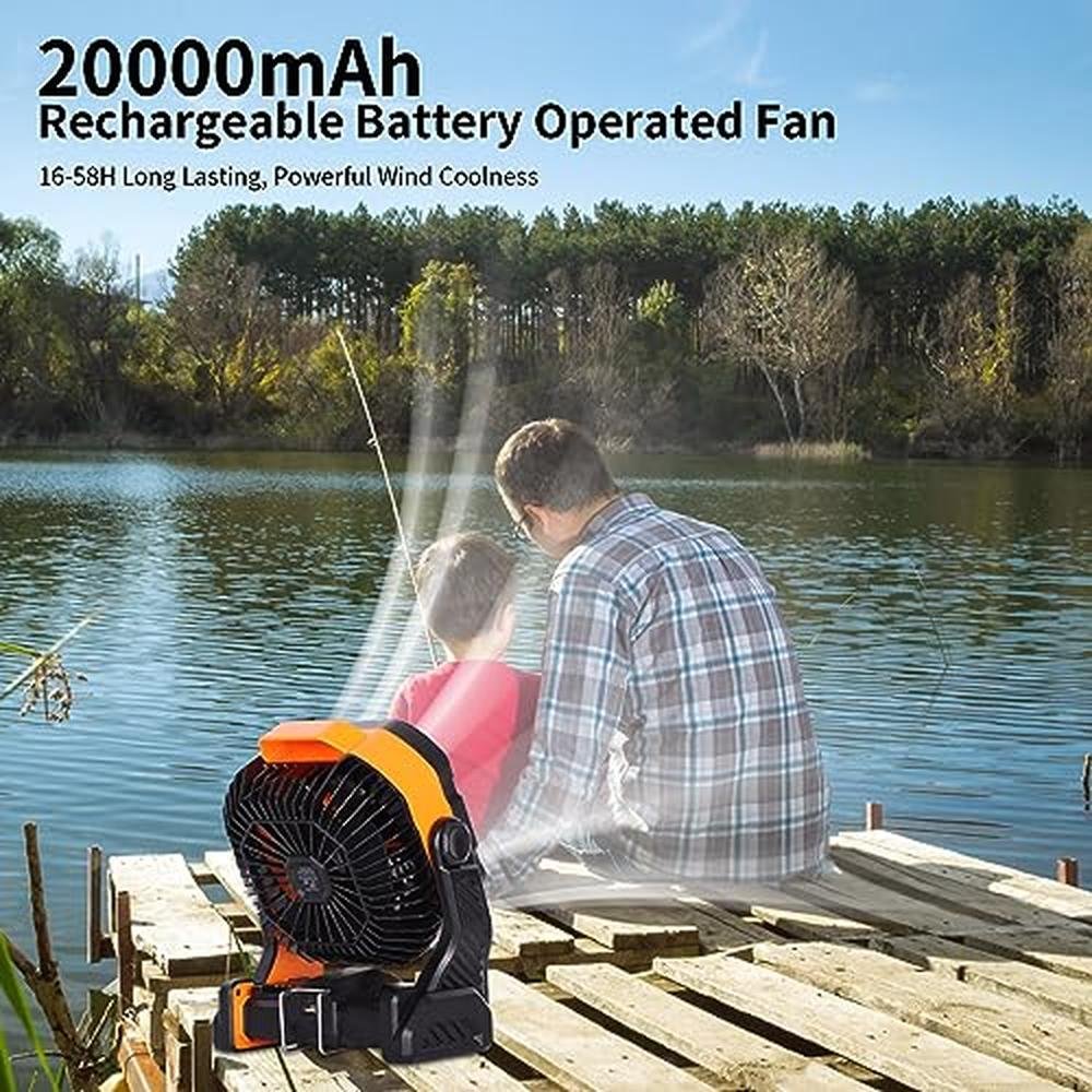 Fan Battery: WESTTREE 20000mAh Battery Powered Fan – Side View