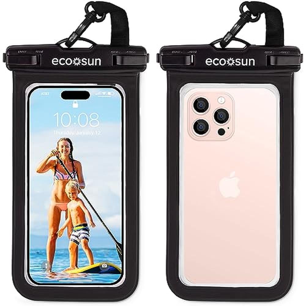 Waterproof Phone Pouch: Eco Sun Black/Black Designed in – Front View