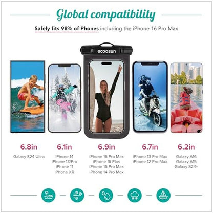 Waterproof Phone Pouch: Eco Sun Black/Black Designed in – In Use