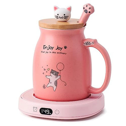 Mug Warmer: Bsigo Cute Cat Mug Set Electric Smart Mug – Front View