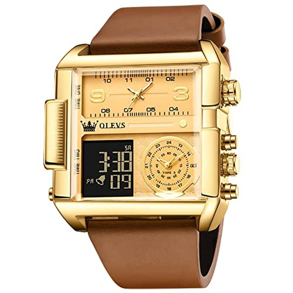 OLEVS Men's Sport Watch Large Face Digital & Analog Quartz – Front View