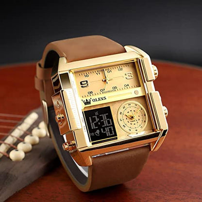 OLEVS Men's Sport Watch Large Face Digital & Analog Quartz – Side View