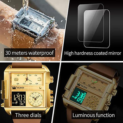 OLEVS Men's Sport Watch Large Face Digital & Analog Quartz – In Use