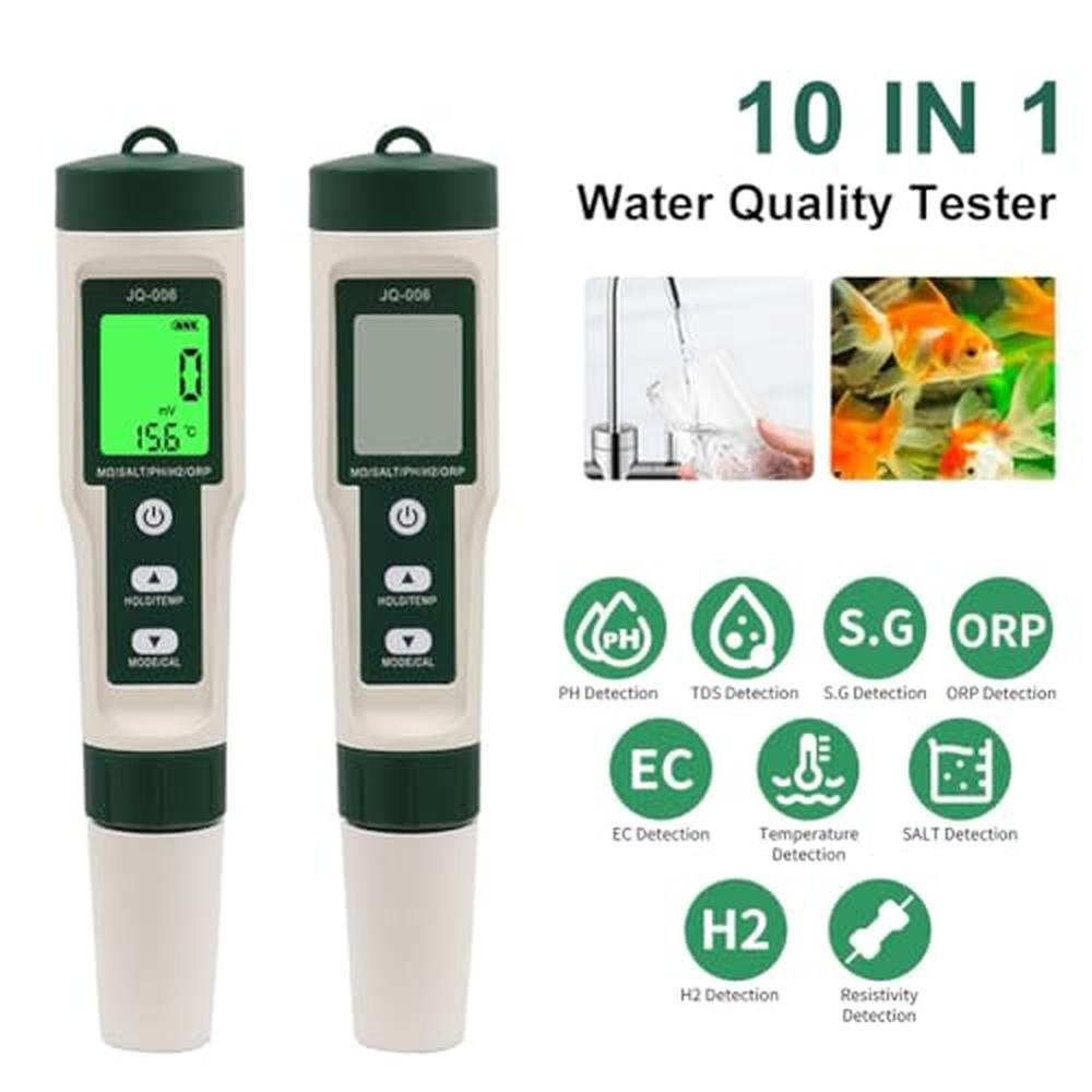 Water Quality Tester: 10-in-1 Multifunction Testing Pen for – Side View