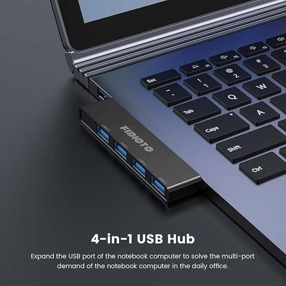 USB Hub: Fidioto 4 Port USB Adapter(1 * 3.0 Hub – Side View