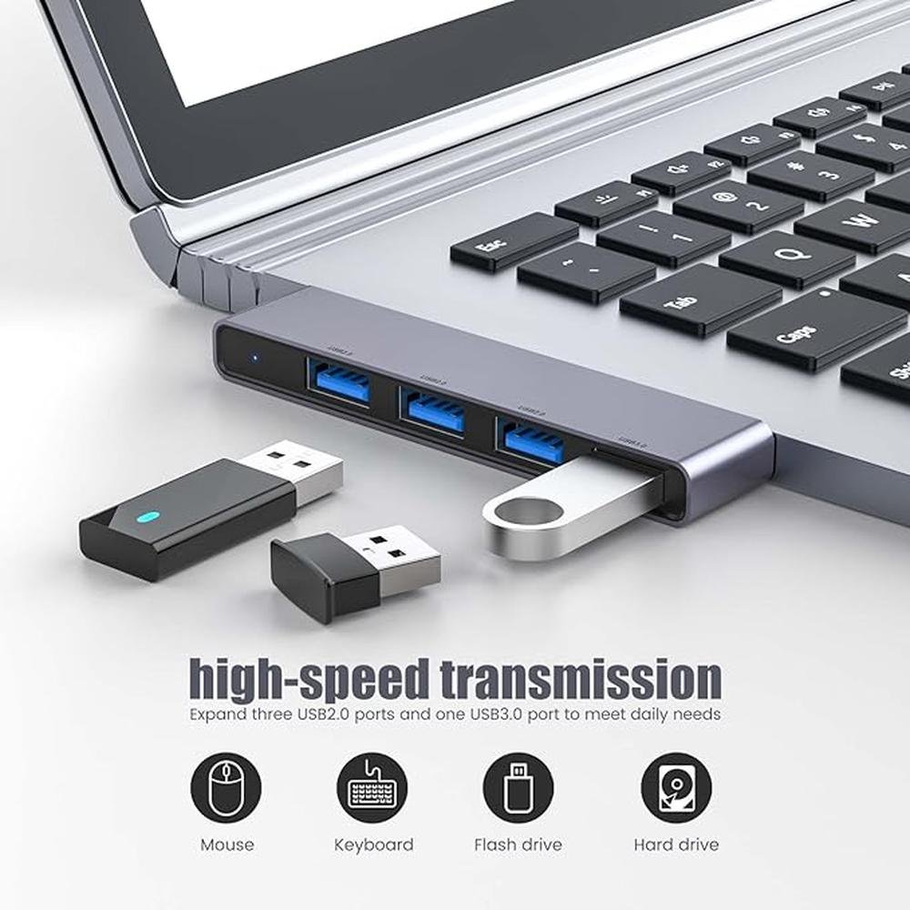 USB Hub: Fidioto 4 Port USB Adapter(1 * 3.0 Hub – In Use